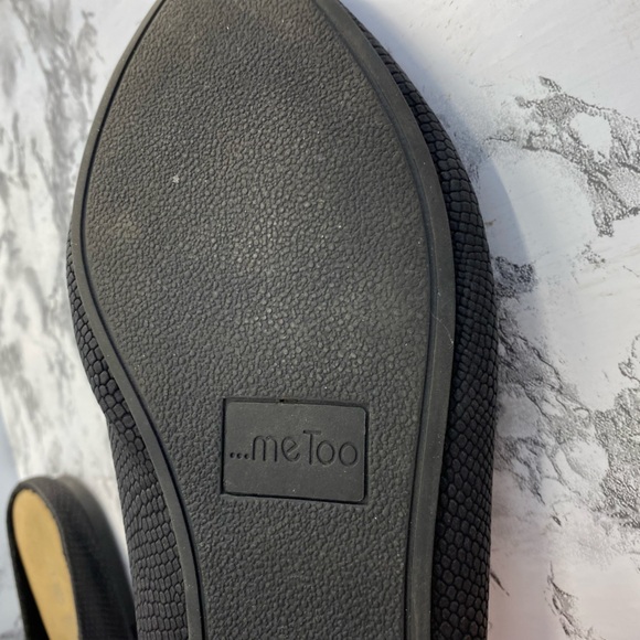 Me Too Black Pointy Toe Embossed Mule Flats Size 7 - Picture 6 of 8